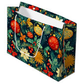 Sac Cadeau de Noël Classique avec Ornements et Hou (Devant Angle)