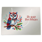 Sac cadeau de Noël coloré Chouette de Noël (Devant)