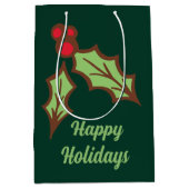 Sac cadeau de Noël de fêtes de houx vert (Devant)