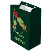 Sac cadeau de Noël de fêtes de houx vert (Dos Angle)