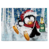 Sac cadeau de Noël de pingouin drôle (Devant)