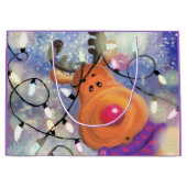 Sac cadeau de Noël de renne joyeux (Devant)