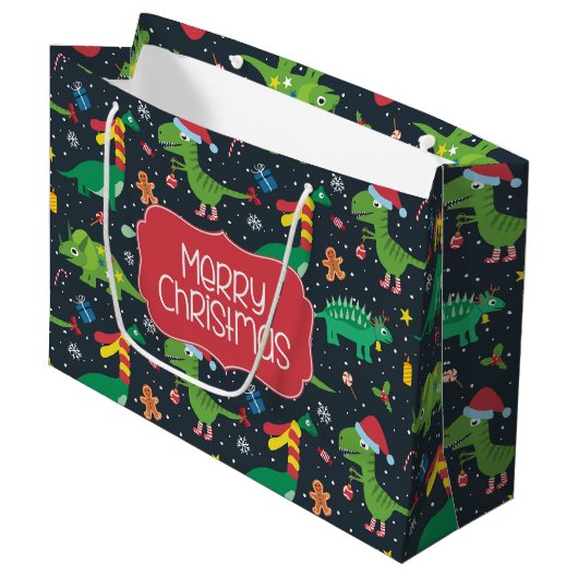 Sac cadeau de Noël Dinosaur (Devant Angle)