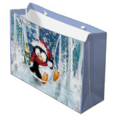 Sac cadeau de Noël drôle de manchot heureux (Devant Angle)