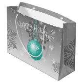 Sac cadeau de Noël fantaisie turquoise (Dos Angle)