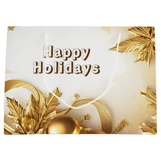 Sac cadeau de Noël Feuille d'or (Devant)