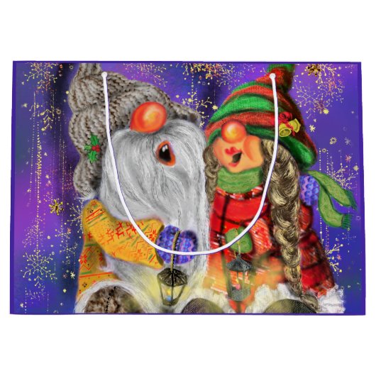 Sac Cadeau de Noël Gnome Couple Heureux (Devant)