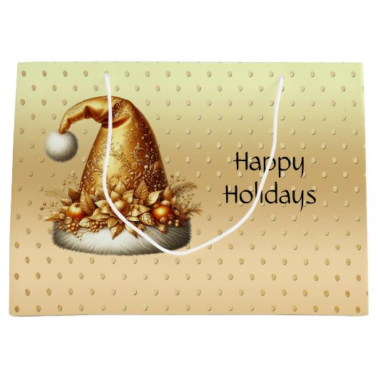 Sac cadeau de Noël Gold Santa Hat (Devant)