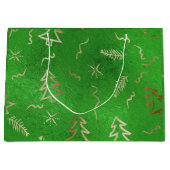 Sac cadeau de Noël Green Foil Gold Doodles (Devant)