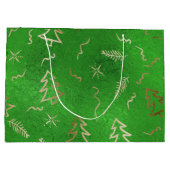 Sac cadeau de Noël Green Foil Gold Doodles (Dos)