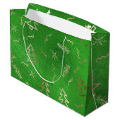 Sac cadeau de Noël Green Foil Gold Doodles (Dos Angle)