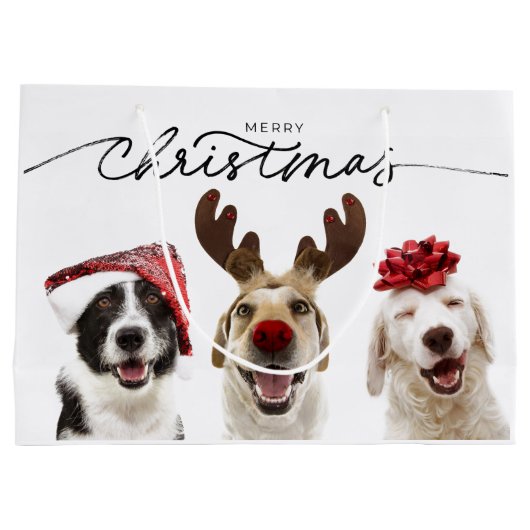 SAC CADEAU DE NOËL HEUREUX CHIENS CÉLÉBRER (Dos)