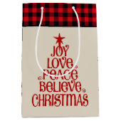 Sac cadeau de Noël-Joy Amour Paix Croire Plaid (Devant)