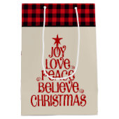 Sac cadeau de Noël-Joy Amour Paix Croire Plaid (Dos)