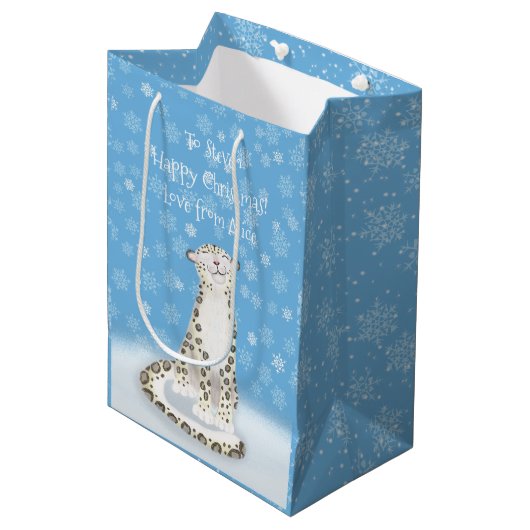 Sac cadeau de Noël 'Let it snow' mignon léopard de (Devant Angle)