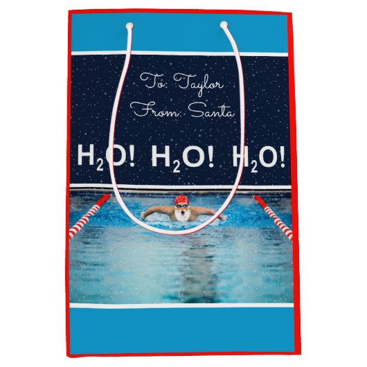 Sac cadeau de Noël moyen natation (Devant)