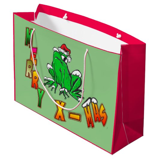 Sac cadeau de Noël Père Noël Frog Joyeux Noël (Dos Angle)