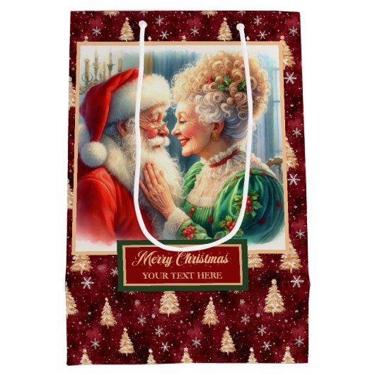Sac cadeau de Noël Père Noël & Mme Claus Aquarelle (Dos)