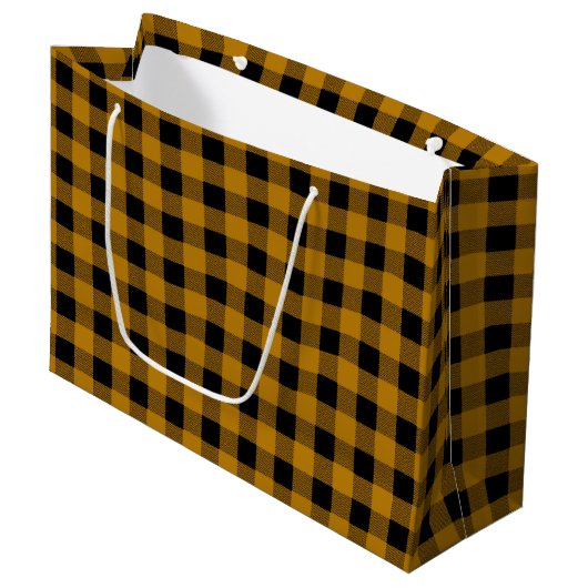 Sac cadeau de Noël plaqué Gold et Black Lumberjack (Devant Angle)