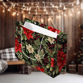 Sac cadeau de Noël Poinsettias