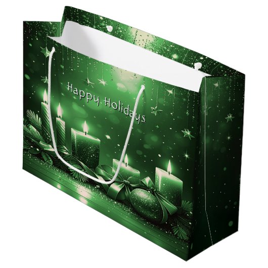 Sac Cadeau de Noël pour bougies vertes (Devant Angle)