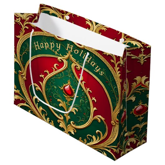 Sac cadeau de Noël Red Green Gold (Devant Angle)