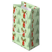 Sac Cadeau De Noël Reindeer Et Pine Trees (Dos Angle)
