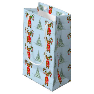 Sac Cadeau De Noël Reindeer Et Pine Trees