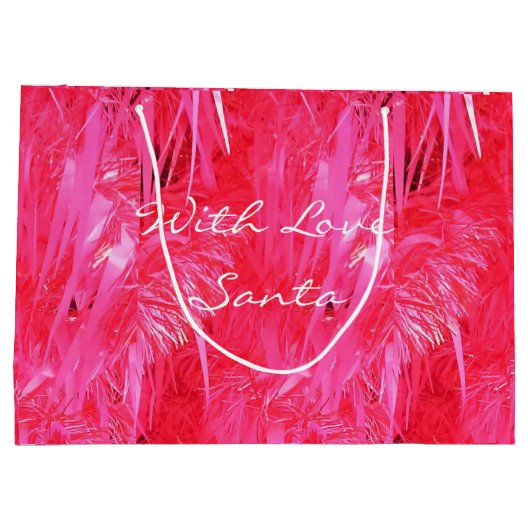 Sac cadeau de Noël rose brillant personnalisé (Dos)