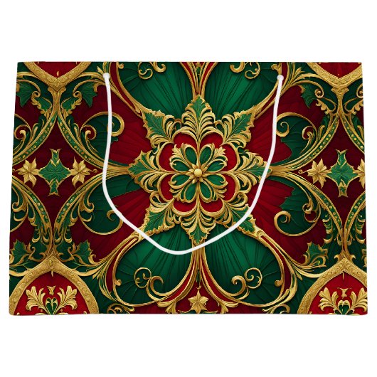 Sac cadeau de Noël Rouge Vert (Devant)