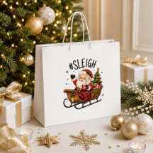 Sac Cadeau de Noël Rouge Vert Classique de Vacance