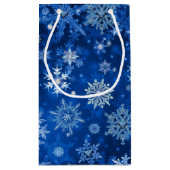Sac cadeau de Noël Snowflakes Bleu et argent (Dos)