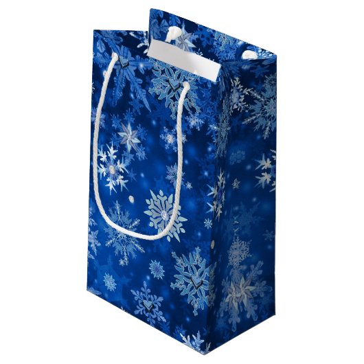 Sac cadeau de Noël Snowflakes Bleu et argent (Dos Angle)