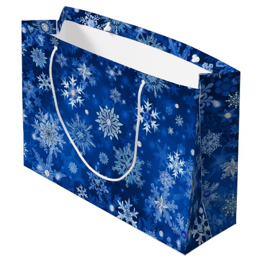 Sac cadeau de Noël Snowflakes Blue et Silver Big (Dos Angle)