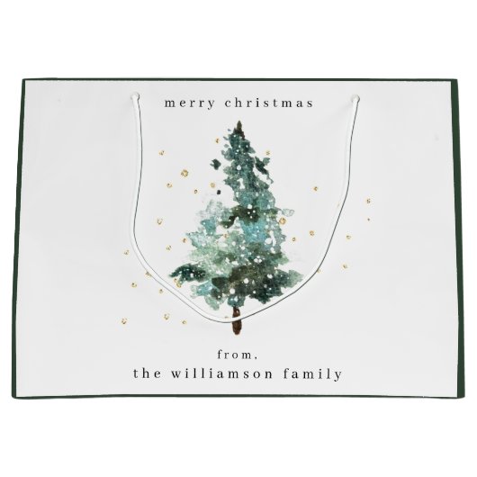 Sac cadeau de Noël Snowy Winter Pine Tree (Devant)