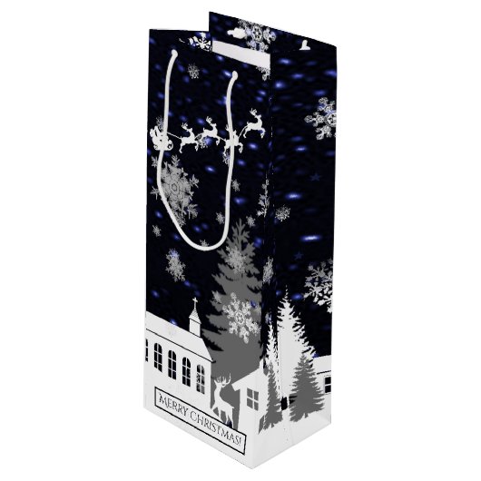 Sac cadeau de Noël Village Vin (Devant Angle)