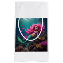 Sac cadeau de petite taille rose sirène