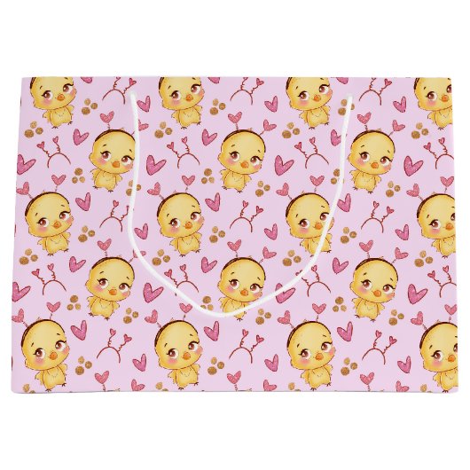 Sac cadeau de poussins et de coeurs mignons (Devant)