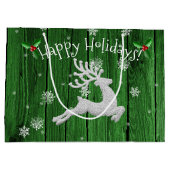 Sac cadeau de rennes de Noël rustique vert (Dos)