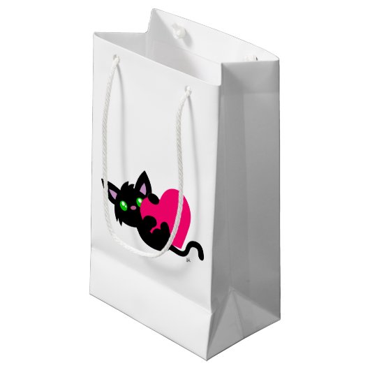 Sac cadeau de Saint Valentin Kitty noir (Devant Angle)