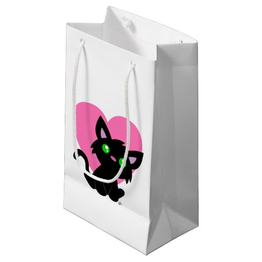 Sac cadeau de Saint Valentin Kitty noir (Devant Angle)