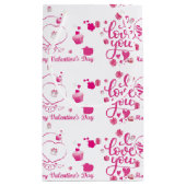 Sac cadeau de Saint-Valentin rose - Petit, brillan (Dos)