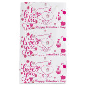 Sac cadeau de Saint-Valentin rose - Petit, brillan (Devant)