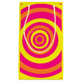 Sac cadeau de style rétro jaune avec orange et ros (Devant)