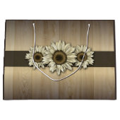 Sac cadeau de tournesol blanc en bois rustique (Devant)