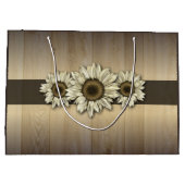 Sac cadeau de tournesol blanc en bois rustique (Dos)