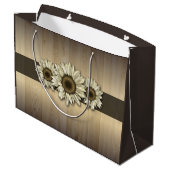 Sac cadeau de tournesol blanc en bois rustique (Dos Angle)