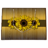 Sac cadeau de tournesol jaune en bois rustique (Devant)