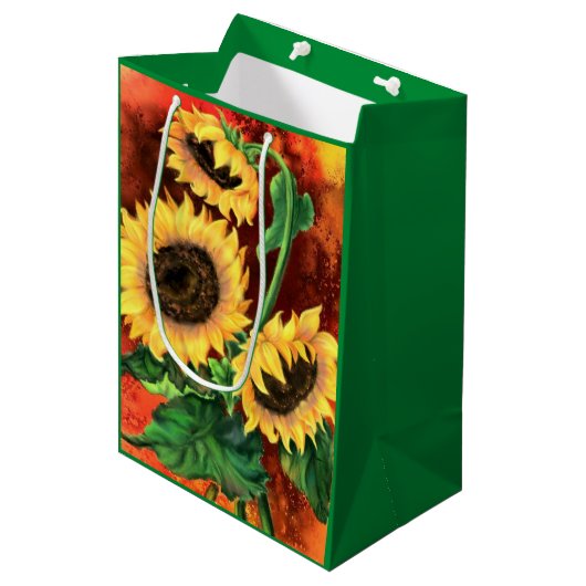 Sac cadeau de tournesols magnifiques (Devant Angle)