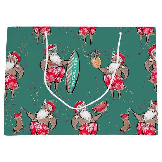 Sac cadeau de vacances à Père Noël Tropical Black  (Devant)